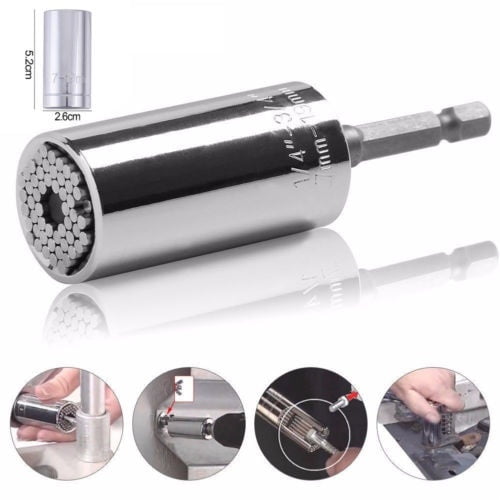 1pc 7-19mm Gator Grip Universal Socket Wrench Power Drill Adapter Nut Bolt Tool Hand Tools Universal Socket dropship