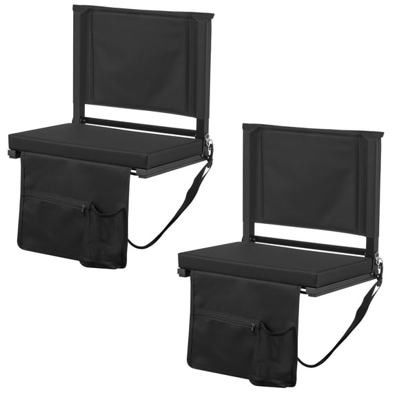 Dranite Portable Bleacher Chair with Back Support & Cushion Stadium Seat with Cup Holder, Pocket & Strap Foldable Padded Seat