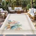 thumbnail image 2 of Summer Coastal Outdoor Rug for Patio/Deck/Porch, Non-Slip Large Area Rug 3 x 5 Ft, Nautical Beach Marine Life Beige Striped Indoor Outdoor Rugs Washable Area Rugs, Camping Rug Carpet Runner, 2 of 8