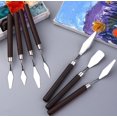 thumbnail image 3 of Juego de 2 cuchillos de paleta profesional para pintura, espátula de acero inoxidable, 14 piezas para pintura al óleo, cuchillos de metal, mango de madera, (rojo), 3 of 5
