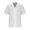 thumbnail image 6 of VSSSJ Men's Floral Lace Shirt Short Sleeve Hollow Out Sheer See Through Beach Shirt Casual Button Down Summer Hawaiian Shirts White M, 6 of 8