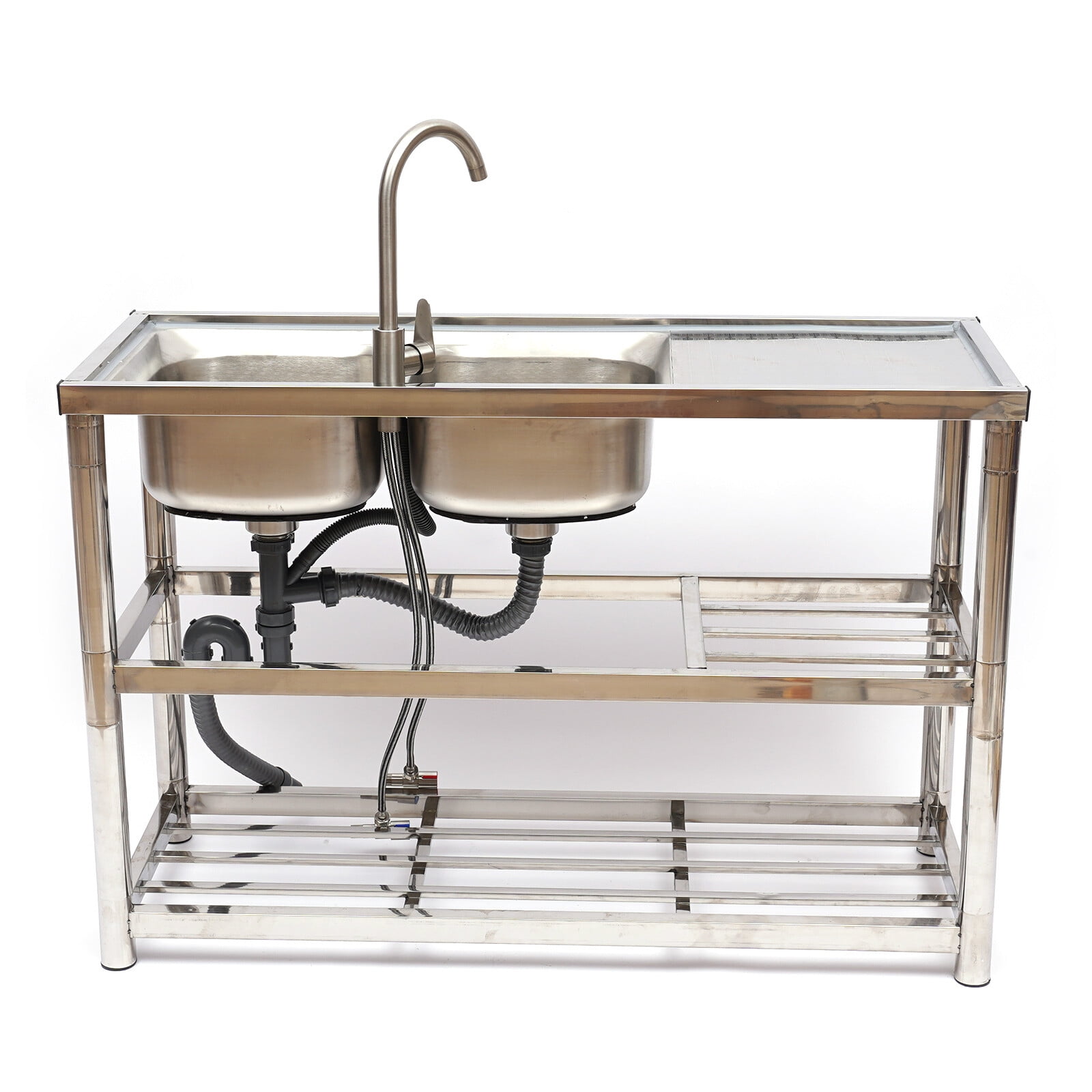 32*32*16cm Freestanding Rectangular Stainless Steel Commercial Sink Kitchen Utility Sink Garages Laundry Rooms Basements