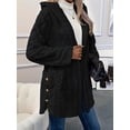 thumbnail image 5 of Womens Winter Fleece Hooded Jackets Graphic Fuzzy Warm Coat Cardigan Jacket Side Split Fall Outerwear Black XXL, 5 of 9
