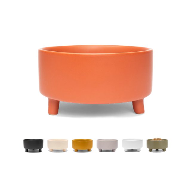Waggo Uplift Cuenco De Cerámica Para Perros Para Razas Pequeñas, Medianas Y Grandes, Pesado Y Duradero, Plato De Comida Y Agua Para Mascotas, Apto Para Lavavajillas, Comedero Elevado Moderno (Terracot