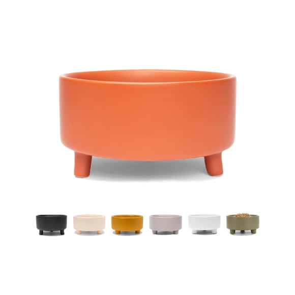 Waggo Uplift Cuenco De Cerámica Para Perros Para Razas Pequeñas, Medianas Y Grandes, Pesado Y Duradero, Plato De Comida Y Agua Para Mascotas, Apto Para Lavavajillas, Comedero Elevado Moderno (Terracot