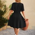 thumbnail image 4 of Aobny Wrap Women Dresses Tummy Control Black A-Line V-Neck Mini Short Sleeve Women's Dresses Casual, 4 of 5