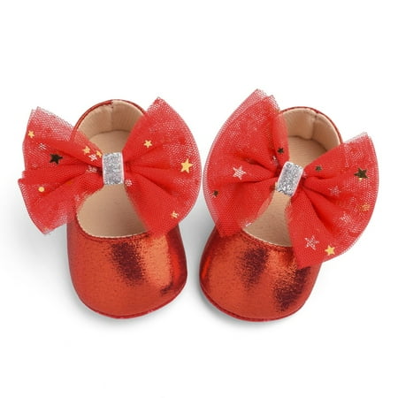 

Toddler Kids Baby Girls Boys Sequin Cute Bow FirstWalk Hook&Loop Casual Shoes