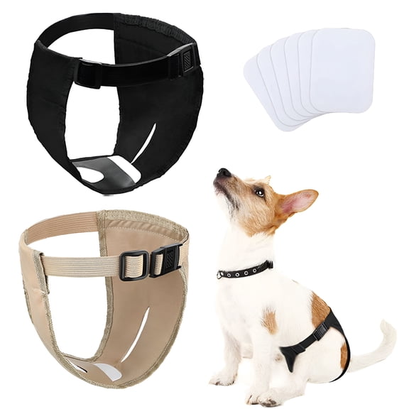 GASTROPOD Female Dog Diapers, 2 Pcs Dog Pants Dog Nappies with Sanitary Pad Adjustable Protective Trousers for Female Dogs in Heat Monthly Bleeding Physiol, Black and Khaki, M