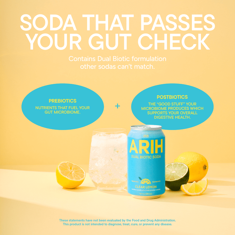 ARIH Dual Biotic Soda, Functional Prebiotic and Postbiotic Soda