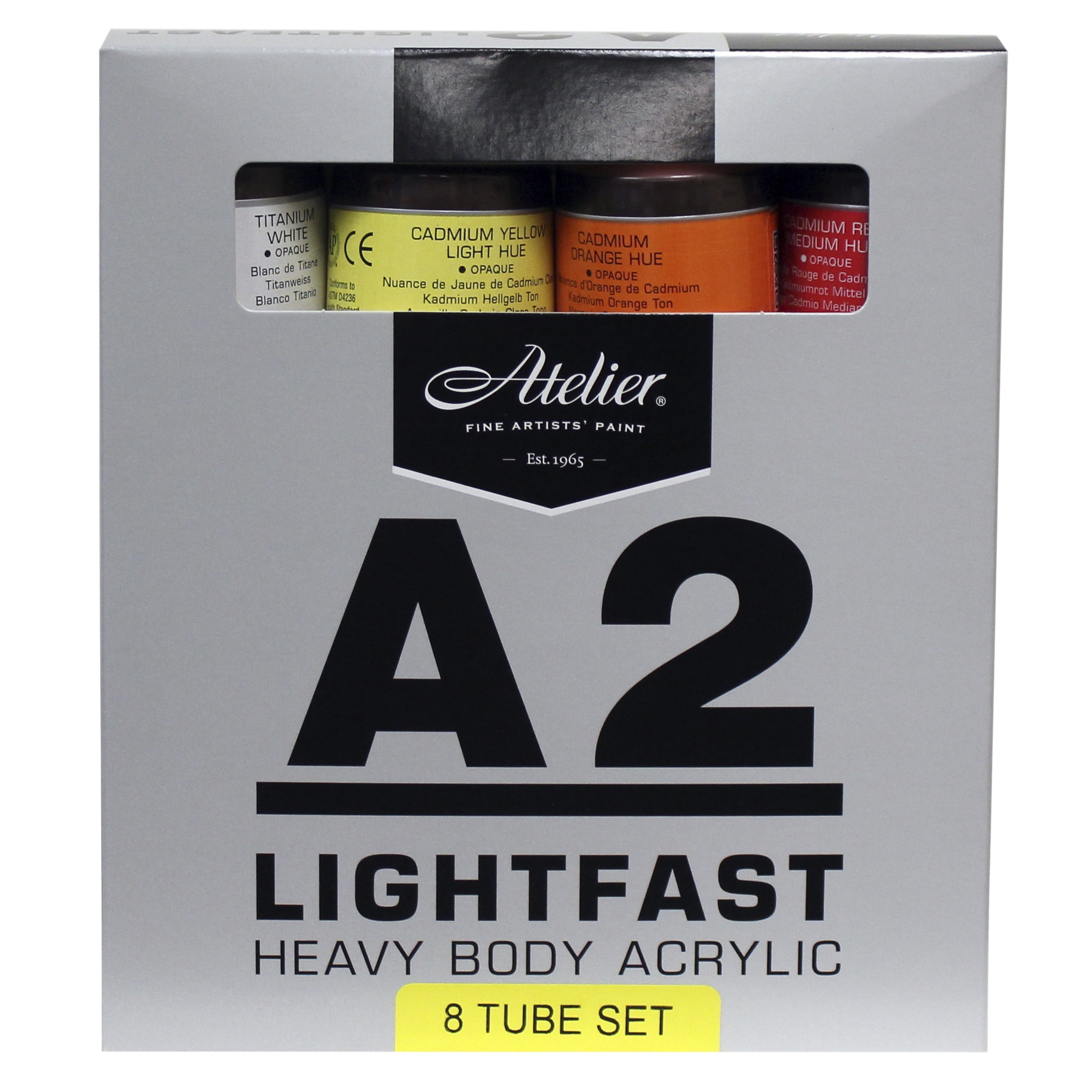 Chroma A2 Lightfast Heavy Body Acrylic Paint, 4 Ounces, Assorted Colors, Set of 8