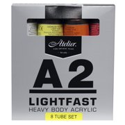 Chroma A>2 Lightfast Heavy Body Acrylic Paint Set, 4 oz Tube, Multiple Color, Set of 8
