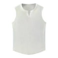 thumbnail image 5 of VSSSJ Men's Sleeveless Beach Shirts Textured Summer V Neck Tank Tops Loose Fit Vacation Casual Lightweight Solid Color T-Shirts White XXL, 5 of 8