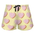 thumbnail image 2 of Women's Soft Sleep Shorts Relaxed Fit Lounge Pajama Bottoms Shorts for Women Pajama for Home and Comfort Pink Heart-shaped Cookies, 2 of 8