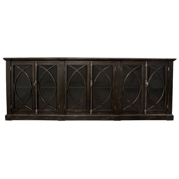 Wheatstone 6-Door Sideboard in Antique Black Finish on Pine Solid Wood