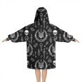 thumbnail image 2 of Black White Gothic Cat Skull Key Pattern Blanket Hoodies for Kids 6-13YR Oversize Wearable Blanket Hoodies for Boys Girls Teens, 2 of 7