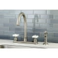 thumbnail image 2 of Kingston Brass FB7798PXSP Victorian 8" Centerset Kitchen Faucet with Sprayer, Brushed Nickel, 2 of 3