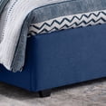 thumbnail image 4 of Noble House Allyssa Contemporary Fabric Button-Tufted Upholstered Queen Bed Frame with Nailhead Accents, Navy Blue, 4 of 10