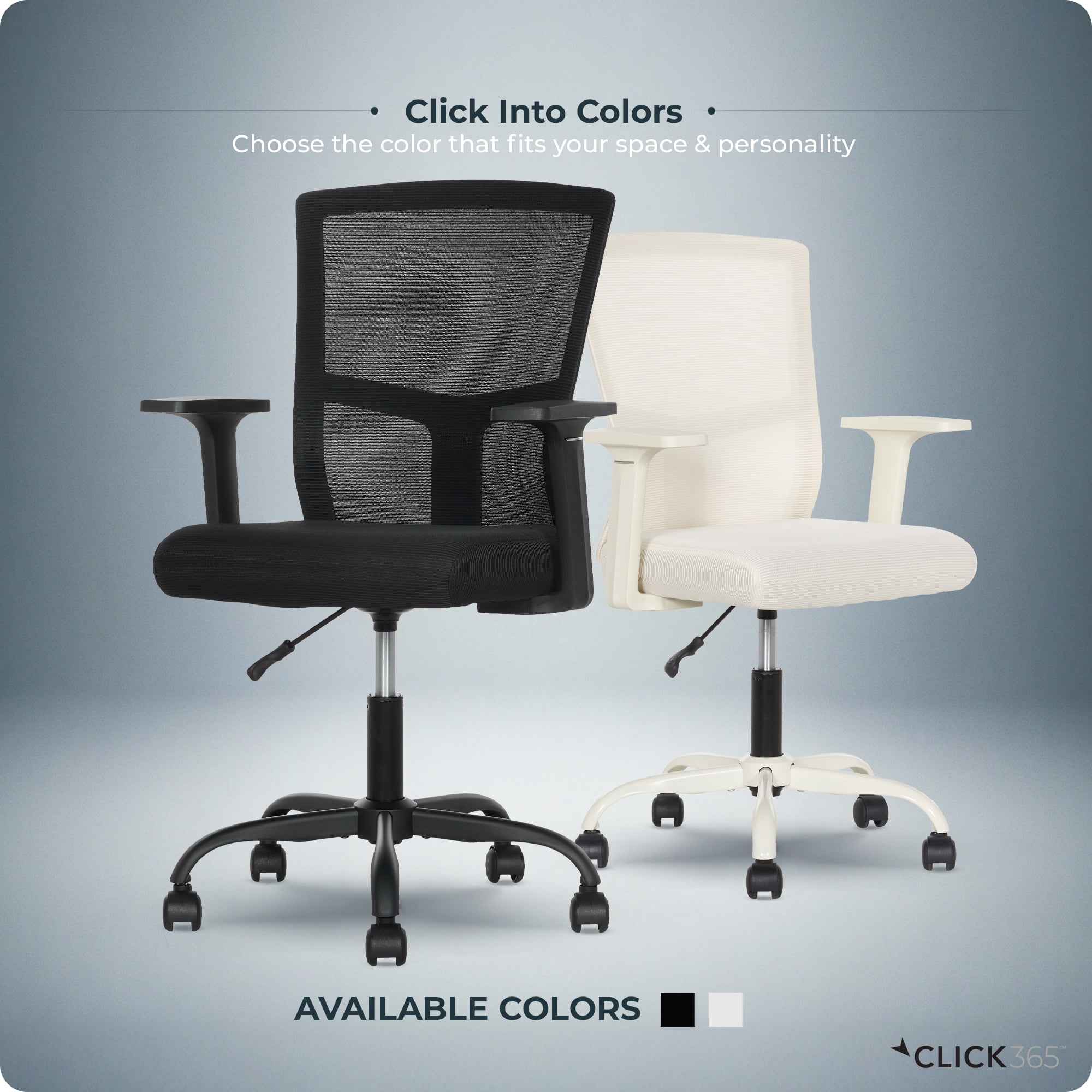 Click365 AeroCore M120 Mesh Mid Back Indoor Residential Ergonomic Office Chairs, Hardware Kit, Black