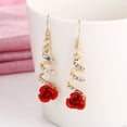 thumbnail image 3 of Grandest Birch Women Red Rose Drop Rhinestone Spiral Dangle Hook Earrings Jewelry Gift Alloy Red, 3 of 5