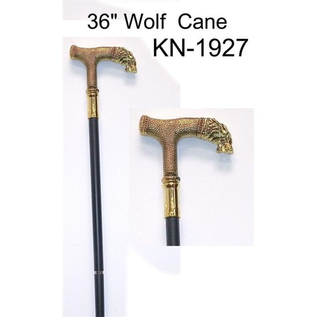 Antique Wolf Style Handle 3 Fold Brown Wooden Walking Stick Twist Cane Gift 