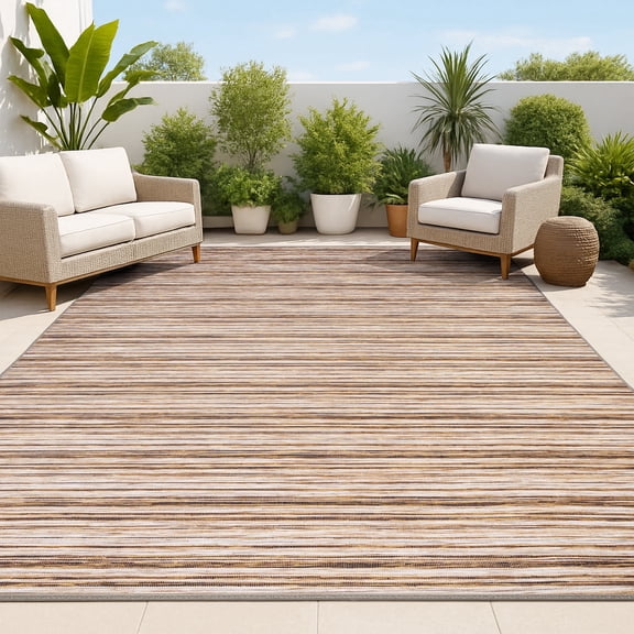 JONATHAN Y TUSCAN SUN 5 x 8 Area Rug, Finn Farmhouse Pinstripe - Natural/Brown, TSN103A-5