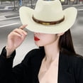 thumbnail image 4 of Sombrero de vaquero Yinane para mujer Unisex lechoso, 4 of 5