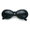 thumbnail image 2 of Womens Oval Round Thick Plastic Mod Fashion Fancy Arm Sunglasses All Black, 2 of 8