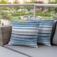 thumbnail image 2 of 2 Pack Outdoor Waterproof Throw Pillow Covers,Nordic Blue White Geometric Stripes Decorative Square Patio Pillowcases for Chair Couch Sofa 16x16in, 2 of 9