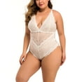 thumbnail image 3 of Ropa interior de encaje sexy para mujer Deep V Mini Cuerpo Ropa de dormir Regalo, Blanco, 4XL Inevent XX000057-10, 3 of 7