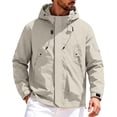 thumbnail image 2 of Husipze Rain Jacket Men Lightweight Waterproof Raincoat Zip Up Windbreaker Athletic Coats with Hood Mens Casual Jacket for Outdoor Sports Beige XL, 2 of 6