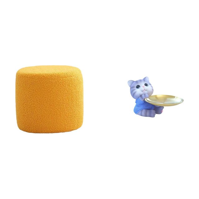 Taburete Otomano Con Reposapiés, Banco, Silla, Sofá Cilíndrico, Taburete De Té Para Oficina, Dormitorio, Guardería, Apartamento, Bandeja Para Gatos, Estatua De Resina, Escultura, Regalo