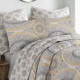 thumbnail image 3 of Levtex Home - Luiza Ochre Quilt Set - Full/Queen Quilt + Two Standard Pillow Shams - Medallions in Grey and Yellow - Quilt Size (88x92in.) and Pillow Sham Size (26x20in.) - Reversible - Cotton Fabric, 3 of 4