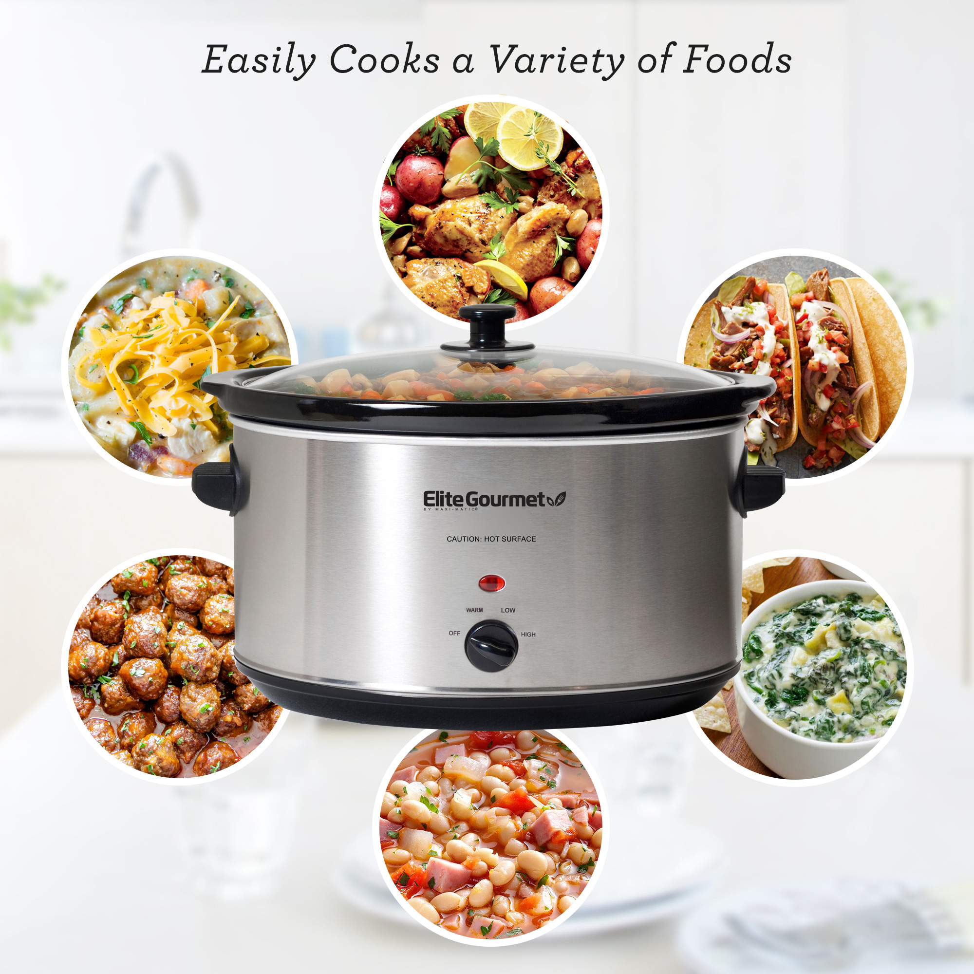 Maxi Matic Elite Platinum Mst 900v 85 Quart Stainless Steel Oval Slow Cooker 9725