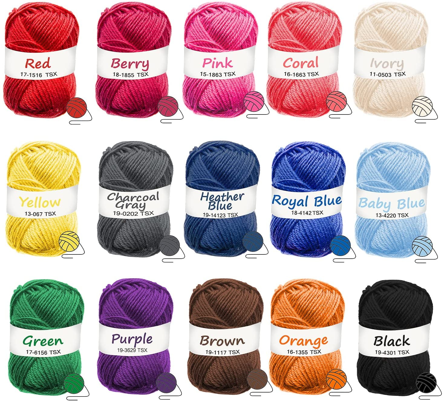 Coopay Yarn for Crocheting & Knitting, 25gx14 Colors Crochet Yarn 1071yd  Acrylic Yarn for Crochet Animal Kit, Multicolor Yarn Kit 4ply Soft Yarn Set
