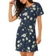 thumbnail image 2 of Easygdp Daisies Flowers Camisón de manga corta para mujer, informal, estampado, 2 of 6