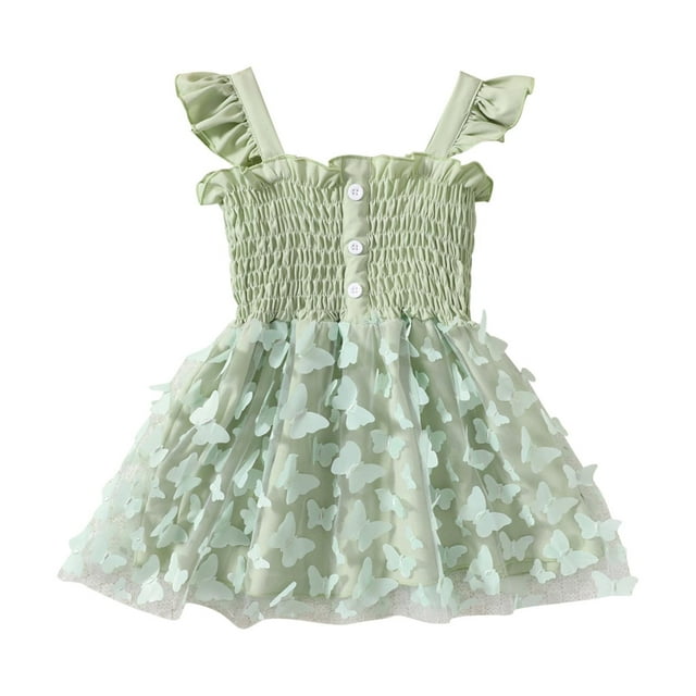 Liquidation Staron Robes Petite Fille Vêtements Bébé Fille Uni Été Sans Manches Robe à Volants pour Fête d'Anniversaire Robes Fillette