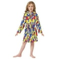 thumbnail image 6 of FORMRS Niños Bathrobe Unisex Hooded Robe Soft Plush Pajamas Sleepwear, Size 10-12T, Art Triangles, 6 of 7