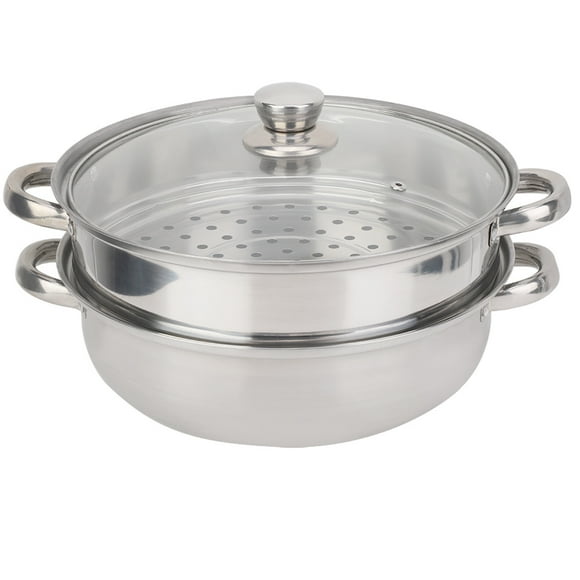 Delaman 2-Layer Steamer - Stainless Steel Cookware Pot Cooker Double Boiler Soup Steaming Pot 27cm/11in 1PC