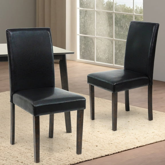 Set of 2 Classic Style Solid Wood Upholstered Waterproof Falabella Dining Chairs, Kitchen Chairs, Armless Side Chairs, Modern Side Chairs, Espresso Color