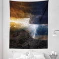 thumbnail image 1 of Landscape Tapestry, Thunder Rays from Dark Clouds Hitting down to the Mountain Storm Theme Art Print, Fabric Wall Hanging Decor for Bedroom Living Room Dorm, 5 Sizes, Grey Orange, by Ambesonne, 1 of 1