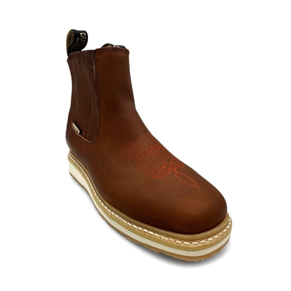 The Western Shops Men's Leather Brown Ankle Western Work Boot