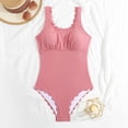 thumbnail image 6 of JIAYUE Women's One-Piece Swimsuit Sleeveless Square Collar Elegant Solid Color Petal Trim Versatile Female Swimwear, 6 of 8