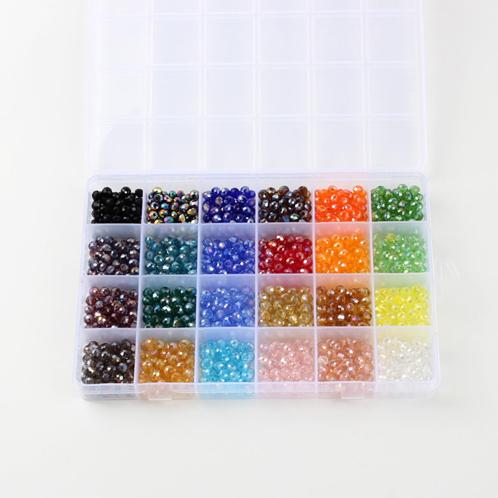 Milageto 1200PCS Glass Crytal Beads 6mm DIY Craft Round Beads Colorful Loose Spacer Beads