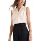 thumbnail image 4 of INSPIRAR CHIC Top sin mangas de seda satinada de verano para mujer, con escote en V y fruncido, M color champán, 4 of 6