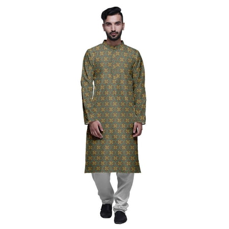 

Atasi Party Wear Kurta Pajama For Men Mandarin Collar Ethnic Printed Kurta Set