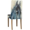 thumbnail image 2 of ABPHQTO Funda protectora para silla elástica con pintura de acuarela de caballo azul, funda protectora para asiento para comedor, Hotel, fiesta de boda, juego de 1, 2 of 4
