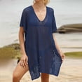 thumbnail image 7 of zaveiop Women's Loose Swimsuit Crochet Sexy V Neck Swim Coverups Bathing Suit Bikini Cover up Vacation Summer Beach Dresses (Blue, One Size), 7 of 7