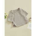thumbnail image 2 of Bagilaanoe Toddler Baby Girl Boy Summer T-Shirts Casual Solid Color Round Neck Tees Short Sleeve Tops 3M 6M 9M 12M 18M 24M 3T 4T Kids Summer Clothes, 2 of 7