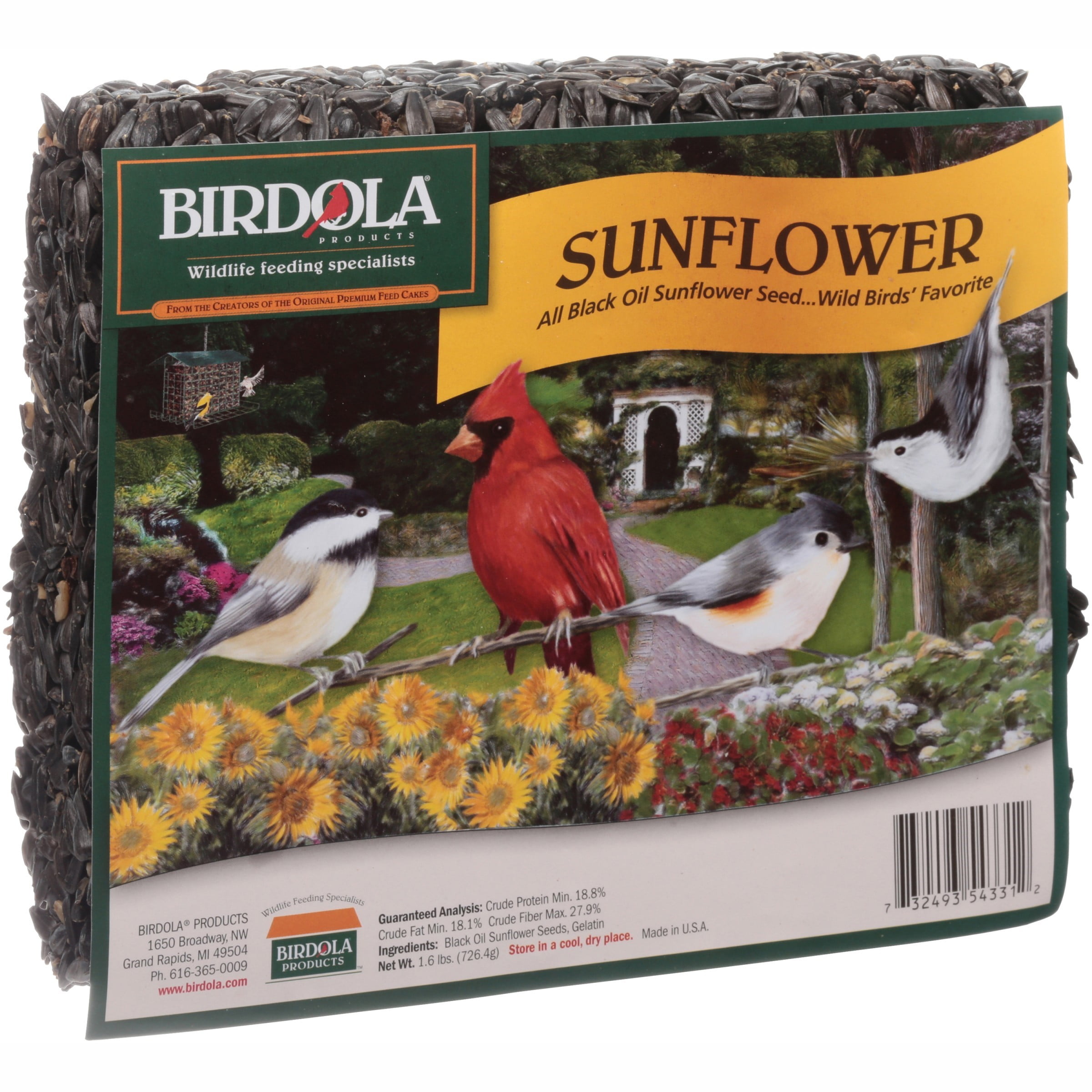 Birdola Sunflower Seed Cake for Wild Birds, 1.6Pounds