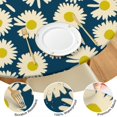 thumbnail image 4 of Round Tablecloth with Elastic Edge, Daisy Print for Kitchen or Patio Use, Water-Resistant Fabric, Fits 44-52 Inch, 4 of 7